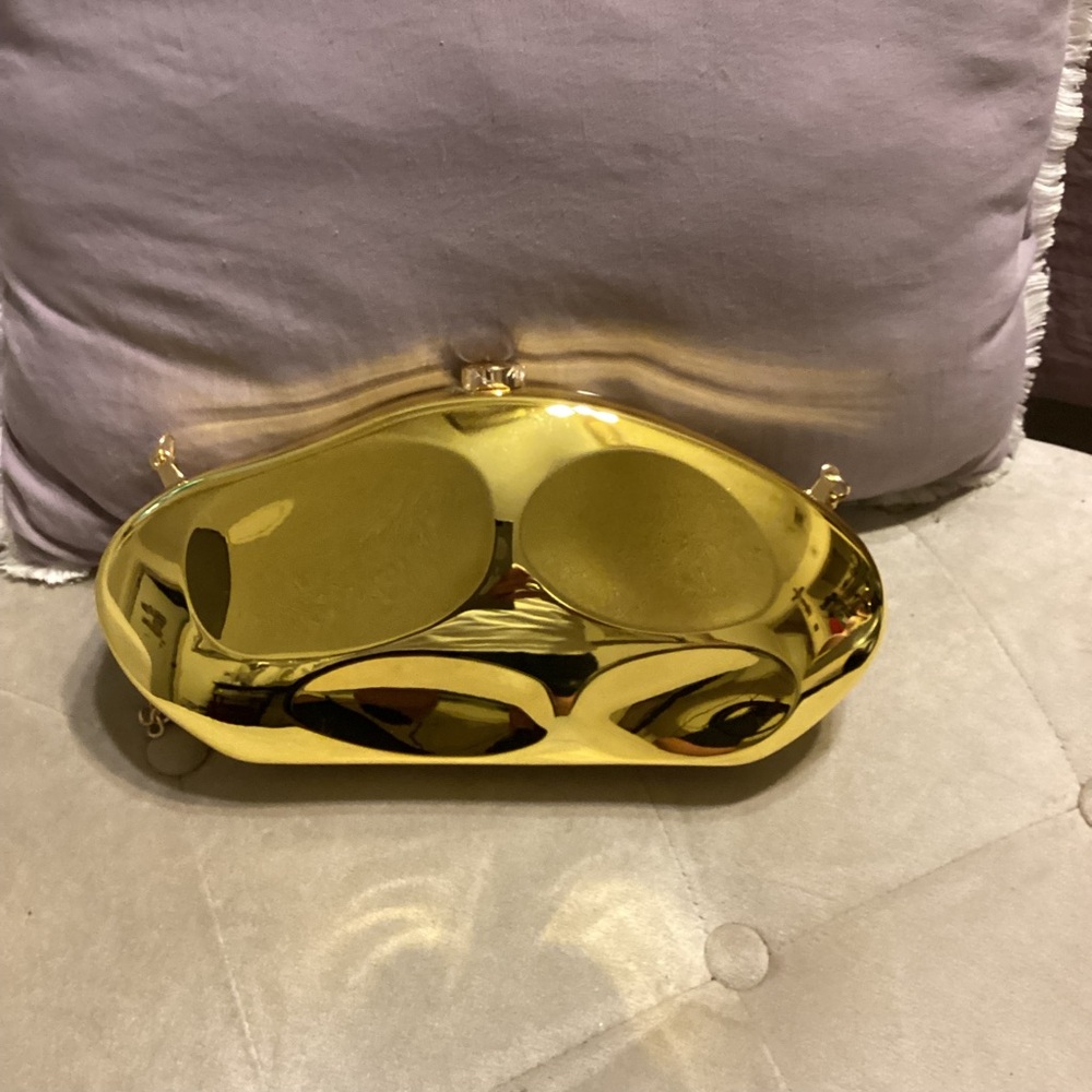 Gold Metallic Clutch Handbag - Women's Accessories